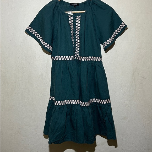 Madewell Embroidered Linen-Blend Flutter-Sleeve Mini Dress Size Medium NWT - Picture 5 of 9